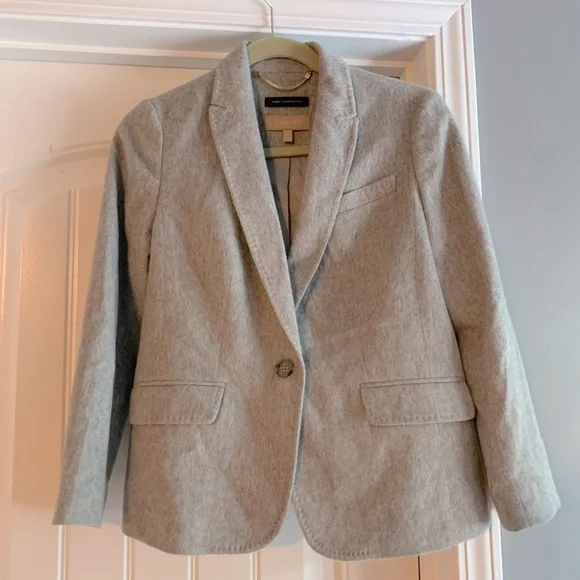 Talbots Gray Cashmere Wool blend Italian woven Blazer coat Sz 6P - Picture 1 of 5